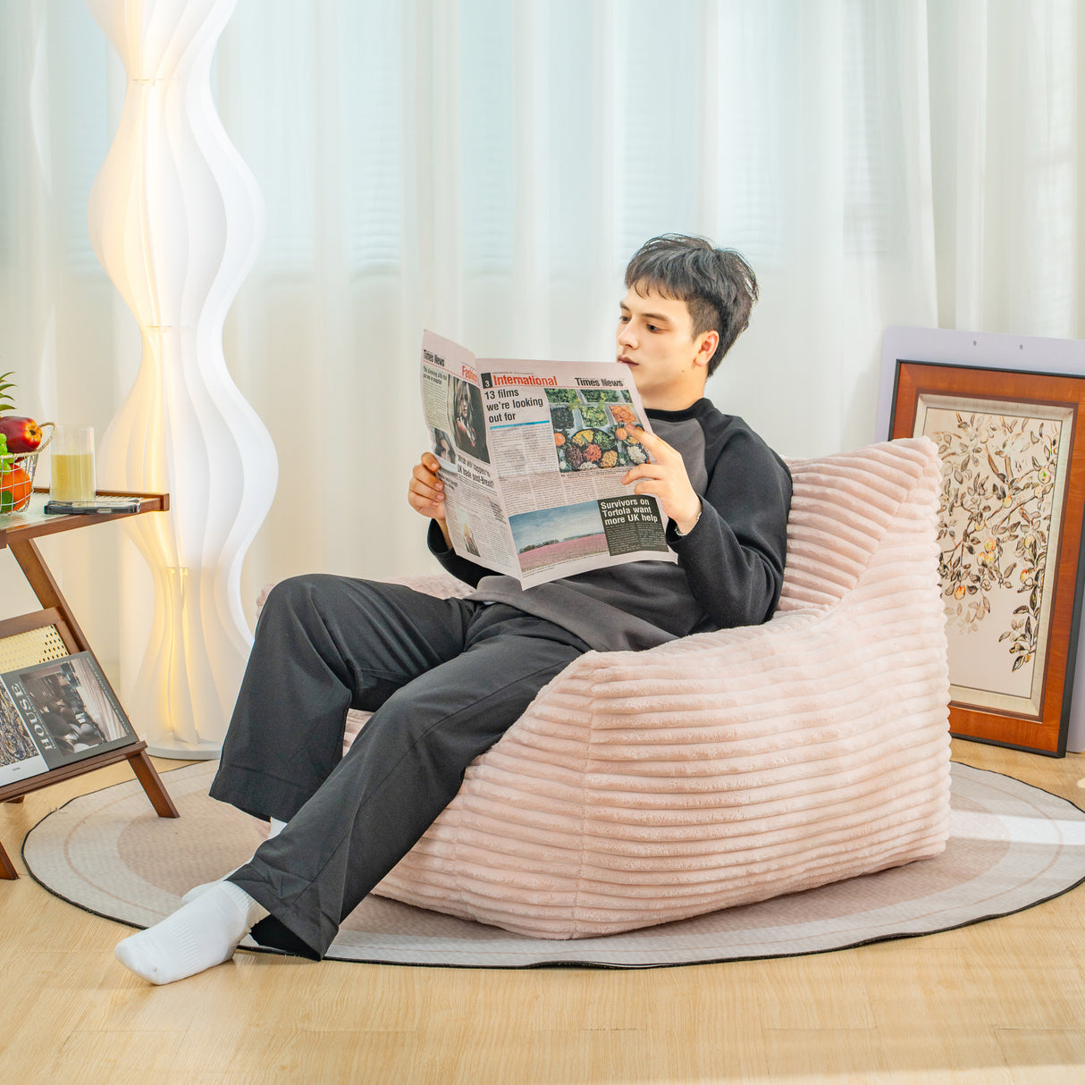 Oversized Comfy Bean Bag Chair for Adults with Armrests