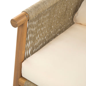 Modern Outdoor Woven Lounge Chair With Solid Frame And Cushions