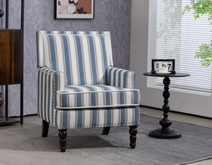 Upholstered Accent Chair, Vintage Armchair with Striped Upholstery