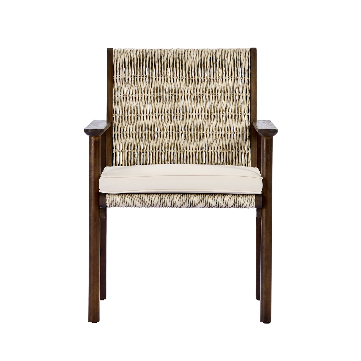 Outdoor Dining Chair Set with Acacia Wood & Wicker Rattan