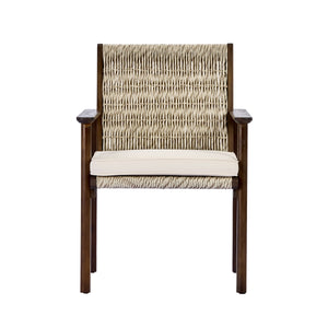 Outdoor Dining Chair Set with Acacia Wood & Wicker Rattan