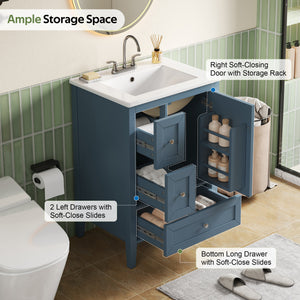 24" Modern Blue Gray Bathroom Vanity