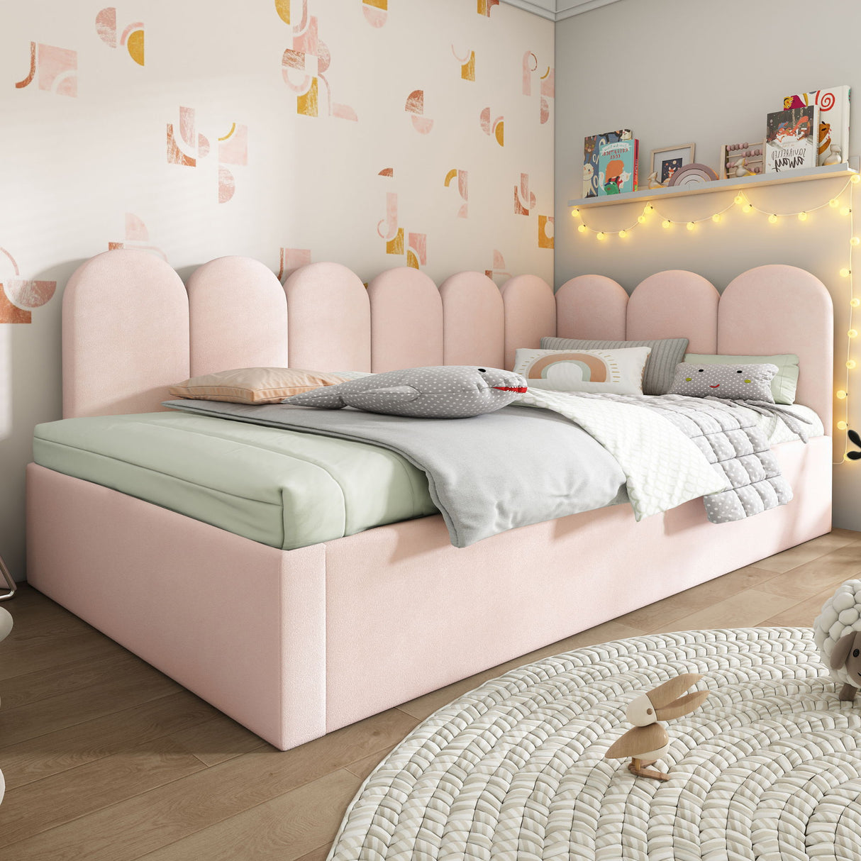 Upholstered Daybed With Metal Slatted Base