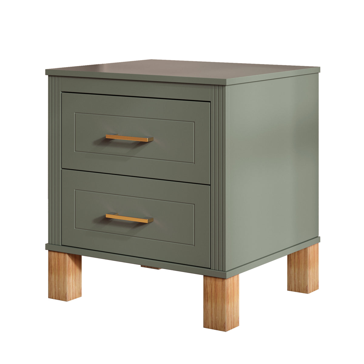 2 Drawer Nightstand with Premium Wood Storage