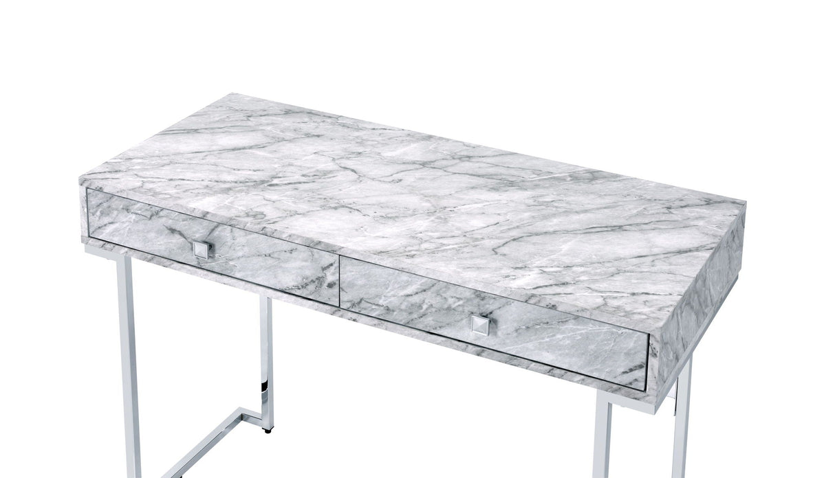 Tigress - Printed Faux Marble Top Writing Desk - White - Best Buy Furniture