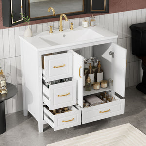 Bathroom Vanity With Sink, Soft Closing Doors & Drawers, Metal Handles - Best Buy Furniture