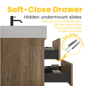 Grace 72" Bathroom Vanity with Silent DTC Soft-Closing Drawers