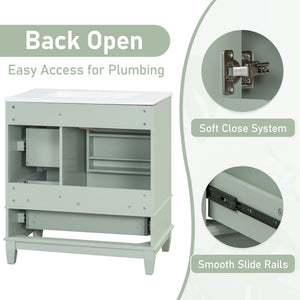 Freestanding Bathroom Vanity With Sink, Soft Close Door, 3 Drawers
