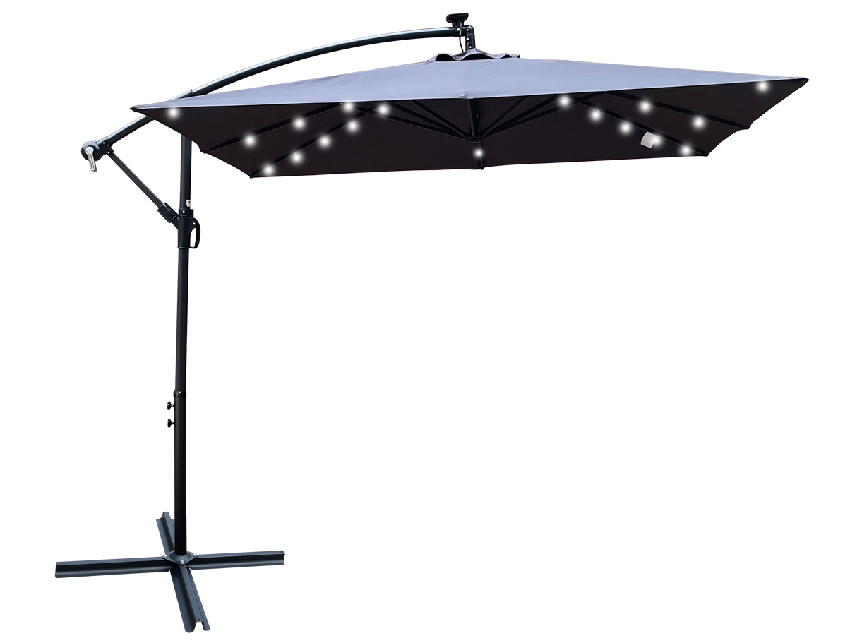 Square 2.5x2.5M Outdoor Patio Umbrella with Solar LED Lights