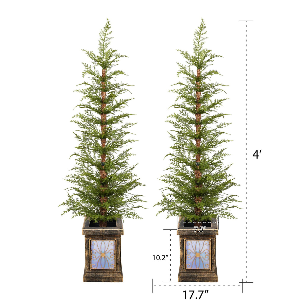 4Ft Pre-Lit Artificial Christmas Tree 2-Piece Set - Green