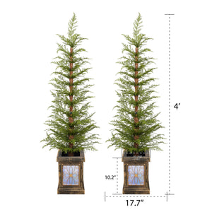 4Ft Pre-Lit Artificial Christmas Tree 2-Piece Set - Green