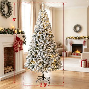 6 Ft Pre-Lit Flocked Fraser Fir Artificial Christmas Tree