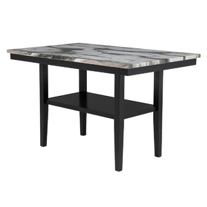 5 Piece Counter Dining Set With Table, Chairs - Black / Brown
