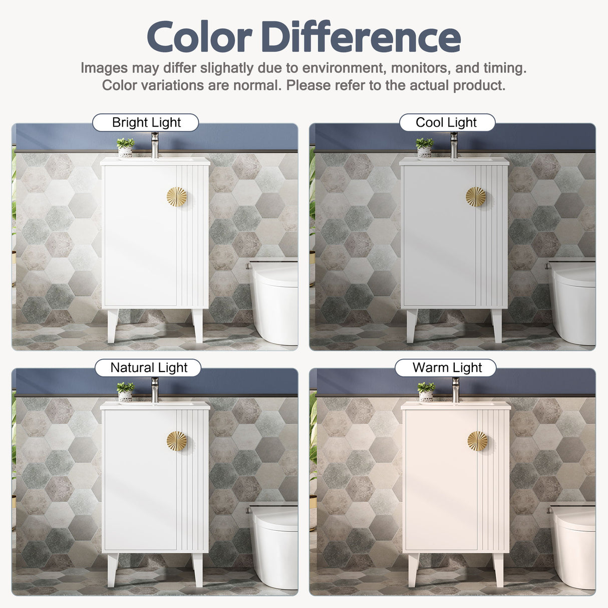 Bathroom Vanity With Sink, Soft-Close Door, Half-Moon Pulls