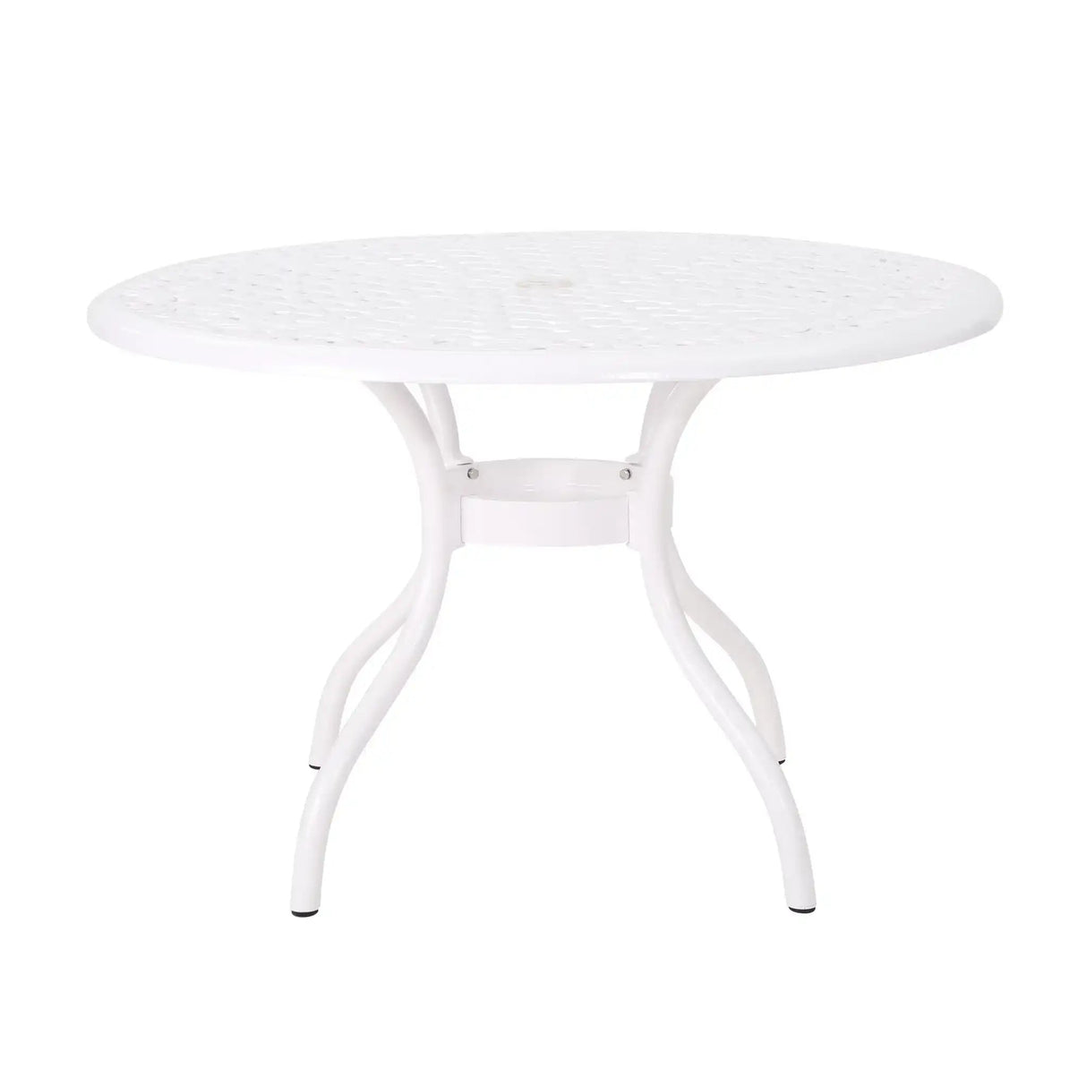 Tranquilius - Outdoor Round Dining Table With Lattice Tabletop, Umbrella Hole And Curved Legs - Best Buy Furniture
