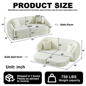 87-Inch Curved Convertible Sofa Recliner