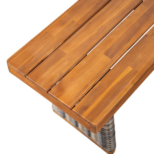 Outdoor Acacia Wood Bench with Teak Finish