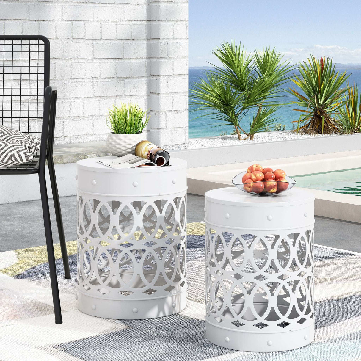 Outdoor Metal S/2 End Table - Best Buy Furniture