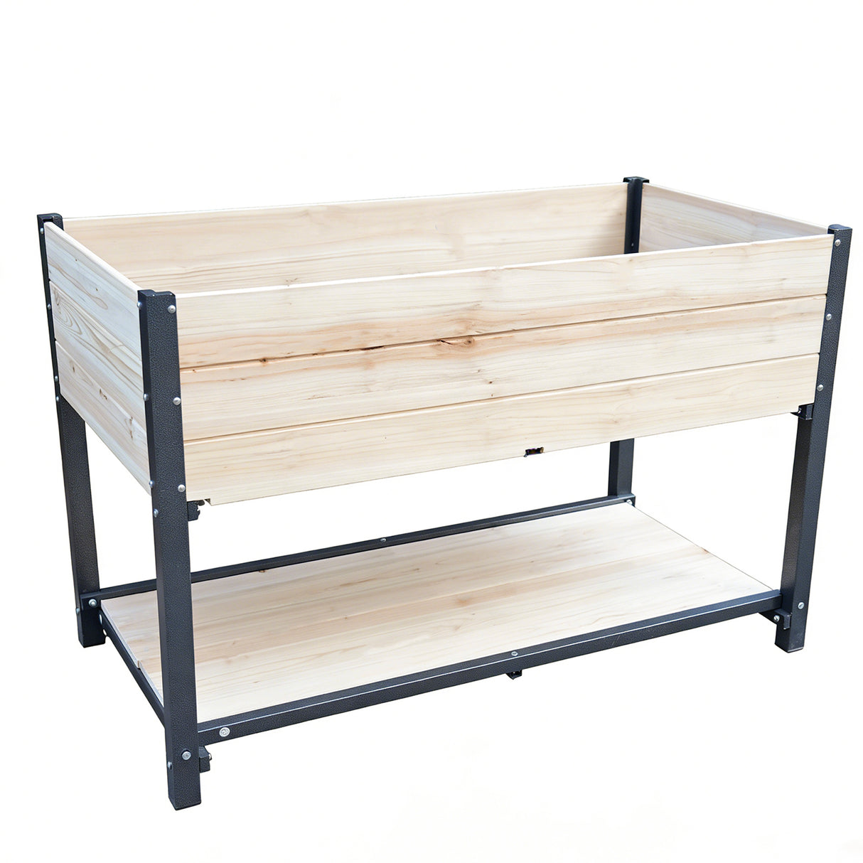 Solid Wood & Iron Frame Raised Garden Bed