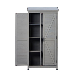 Outdoor Storage Shed With Vertical Tool Cabinet For Backyard