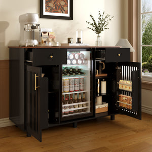 Mid-Century Modern Bar Cabinet with Fridge Space