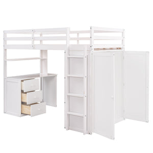 Loft Bed With Drawers, Desk, And Wardrobe
