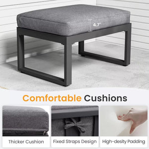 Patio All-Weather Ottomans With Thick Cushions (Set of 2)