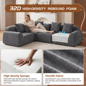 Oversized Cloud Velvet Curved Sectional Couch - 118'