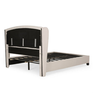 Twilight Fully Upholstered Fabric Wingback Queen Bed - Ivory