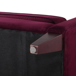 Jack 84" Modern Tuxedo Tufted Sofa, Burgundy Velvet