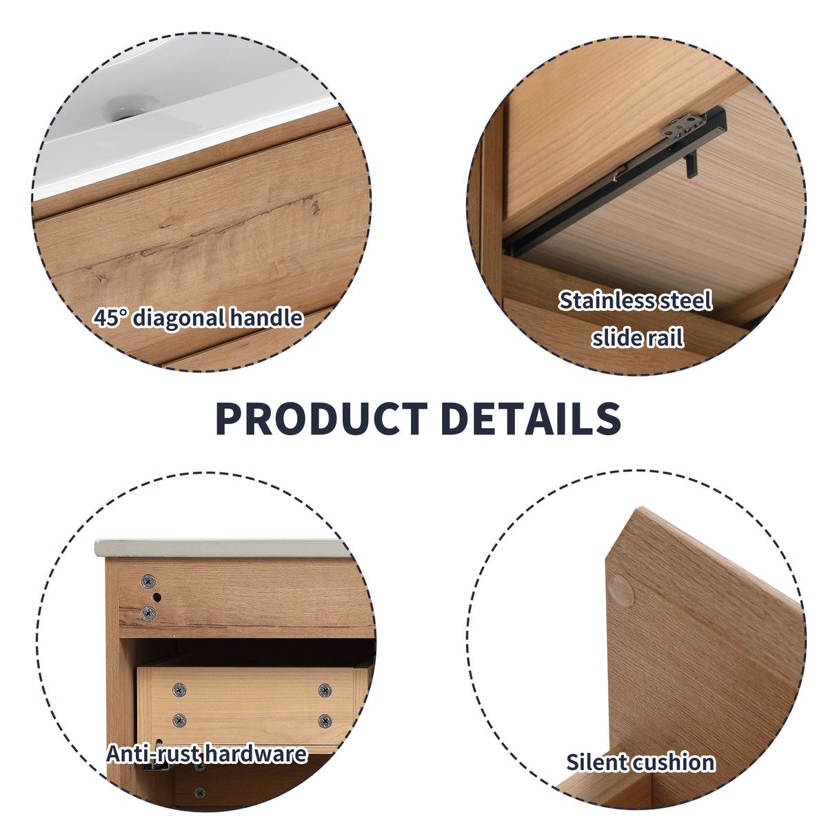 30" Wall Mount Bathroom Vanity with Soft Close Drawer (Without Basin)
