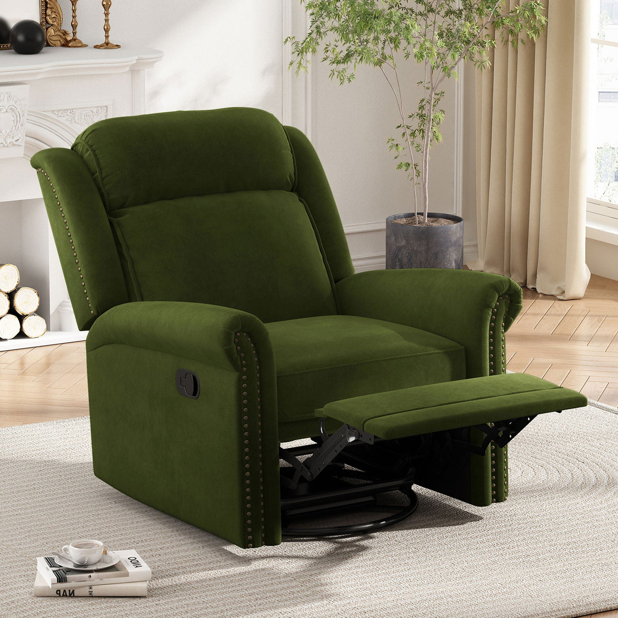360 Degrees Swivel Recliner Manual Rocking Recliner Home With Adjustable Backrest - Best Buy Furniture