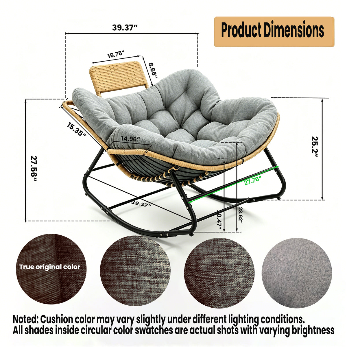 Papasan Rocking Chair - Outdoor & Indoor Oversized Lounge Chair
