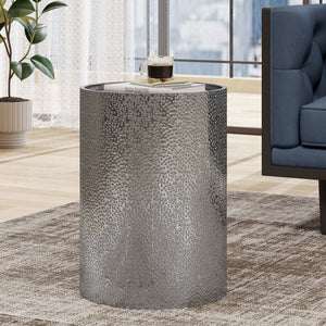 Modern Round Accent Table With Hammered Surface - Best Buy Furniture