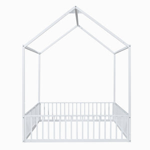 Metal House Bed With Fence And Door