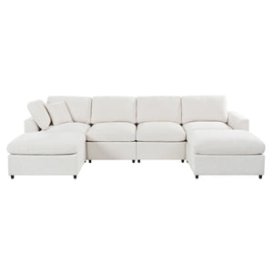 U-Style 130.3" 6-Seater Modular Sectional Sofa