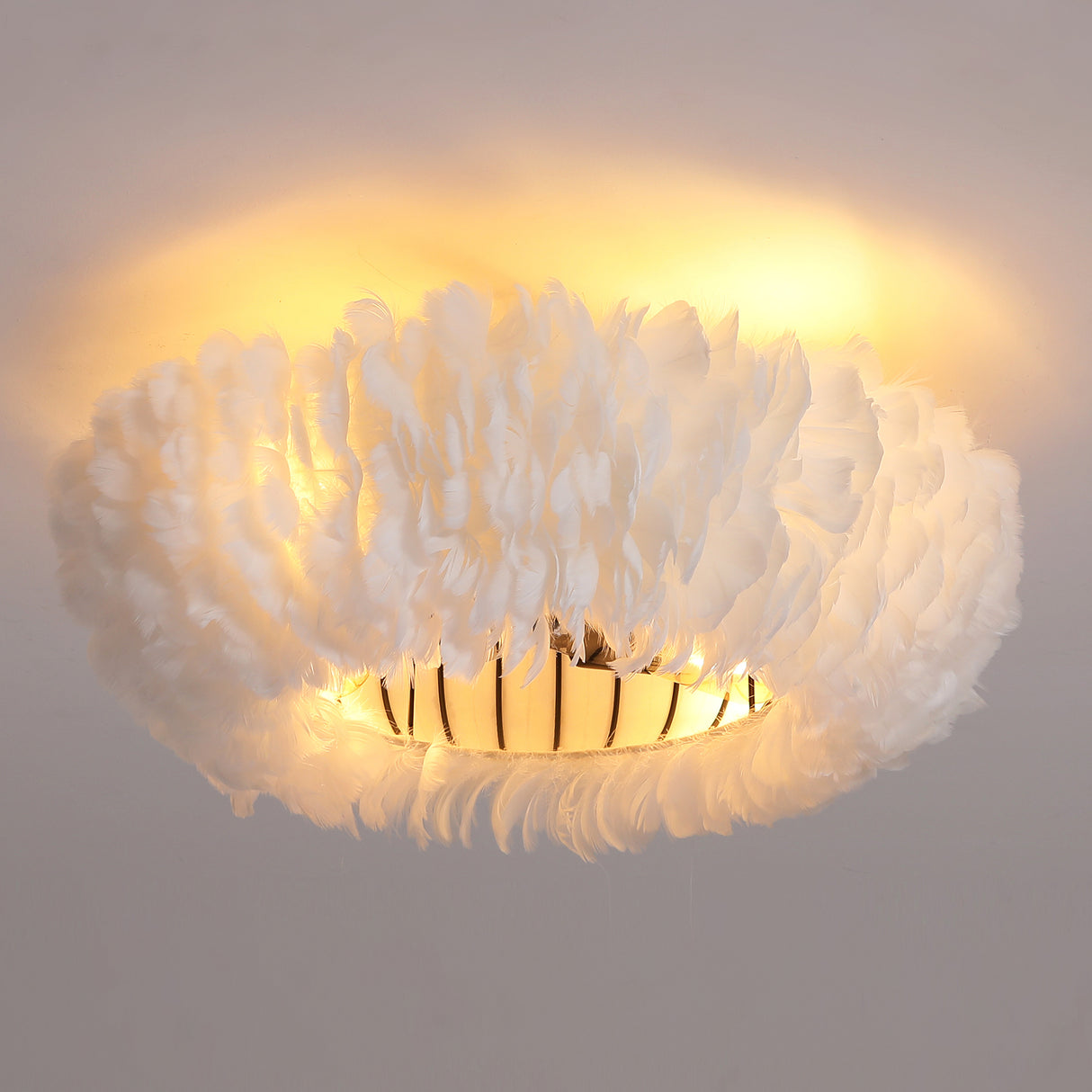 20" Feather-Dressed Caged Ceiling Fan with Remote and Light