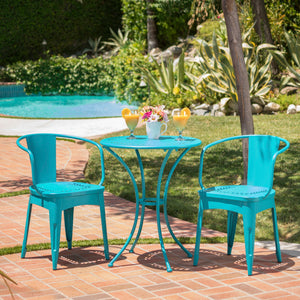 Lourdes - 3 Piece Metal Set - Teal - Best Buy Furniture