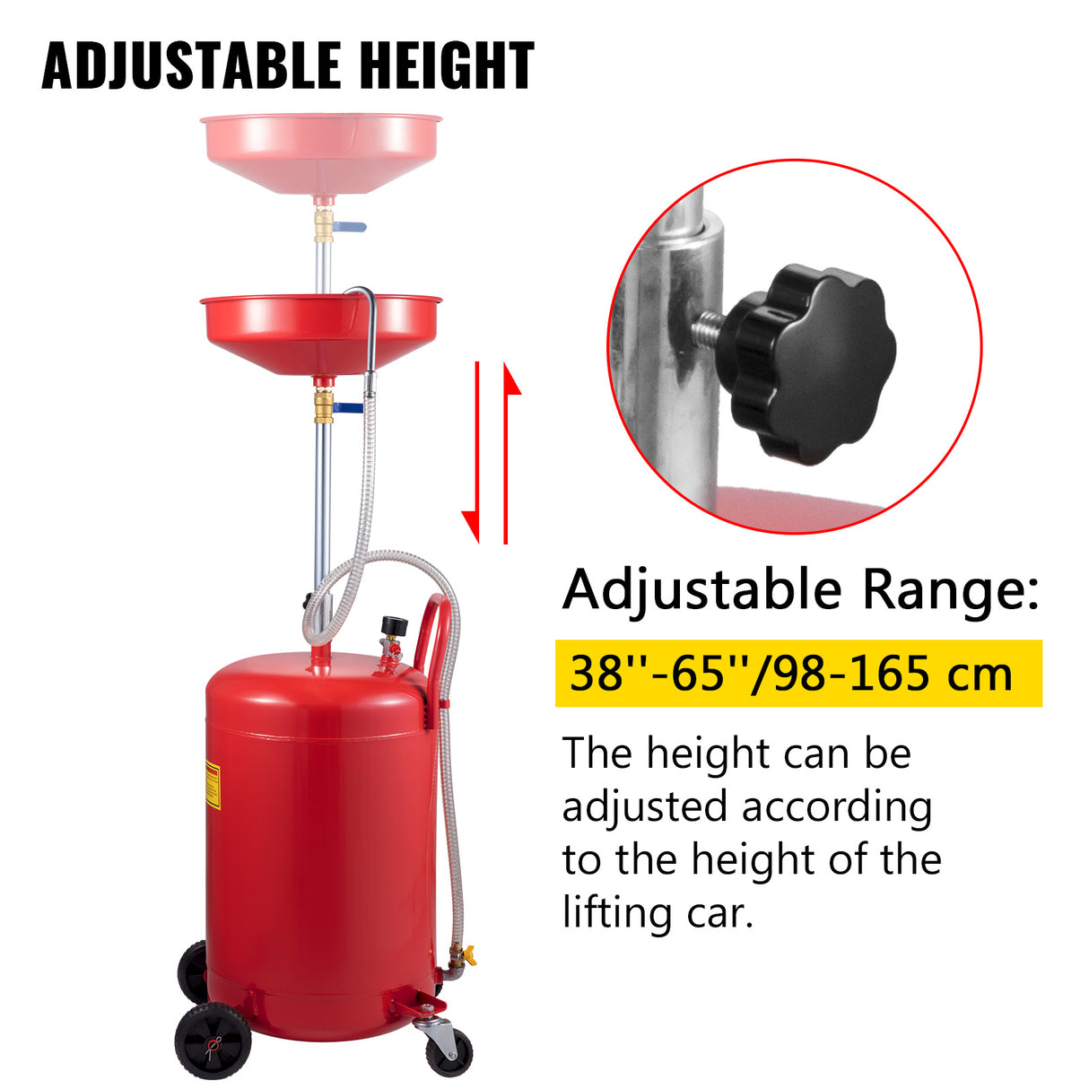 Waste Oil Drain Tank 20 Gallon Portable Oil Drain Air Operated Drainer