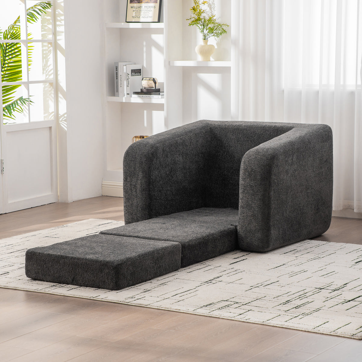 40" Foldable Single Sofa Bed with Armrest & Backrest