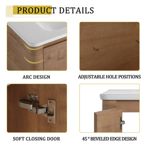 64'' Freestanding Bathroom Vanity with Ceramic Sink - Plywood