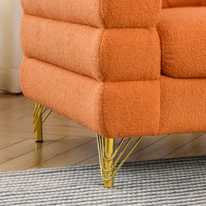 Oversized L - Shaped Corner Sofa, 5 Seater Sectional With 3 Cushions, Living Room Furniture - Orange