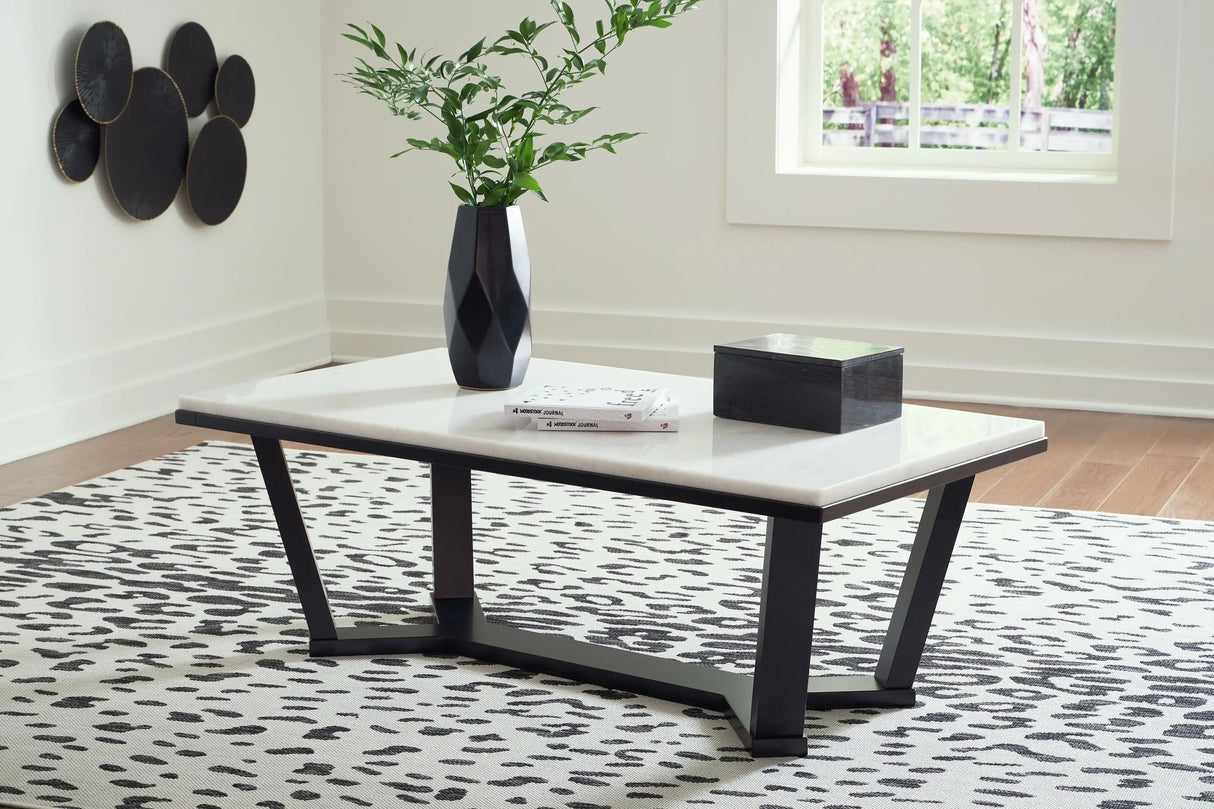 Fostead - Rectangular Cocktail Table - White / Espresso - Best Buy Furniture