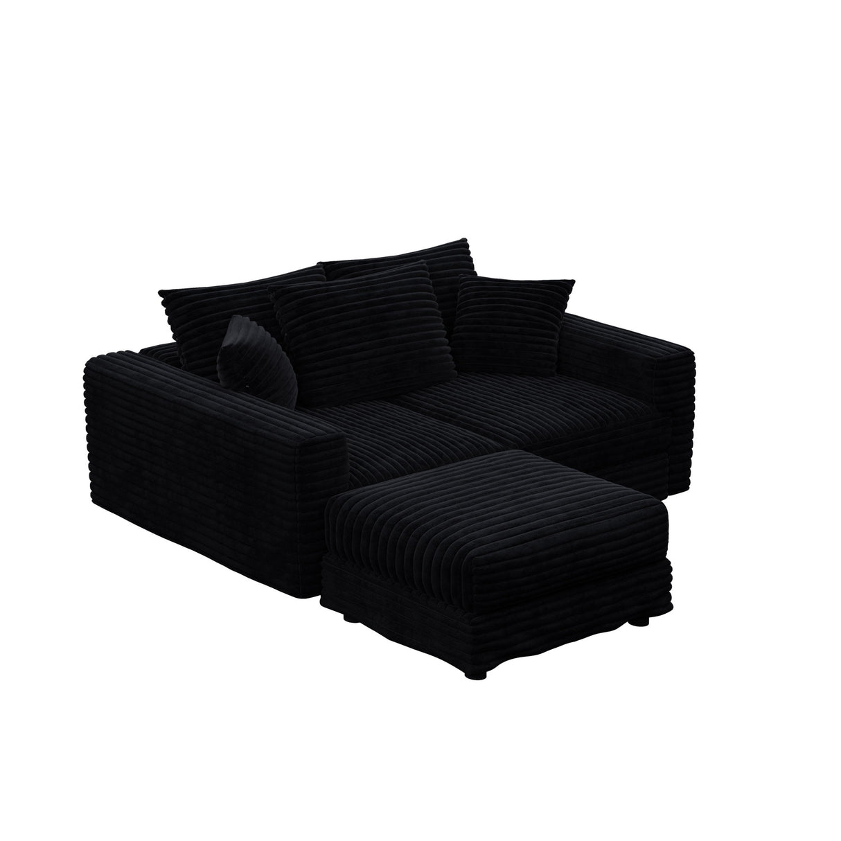 Deep Seat Convertible Sofa With Soft Pillows And Ottomans