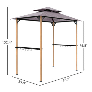Double Tiered Barbecue Grill Gazebo Shelter with Side Shelves and Hooks