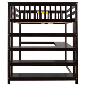 Loft Bed With Storage Shelves And Under Bed Desk