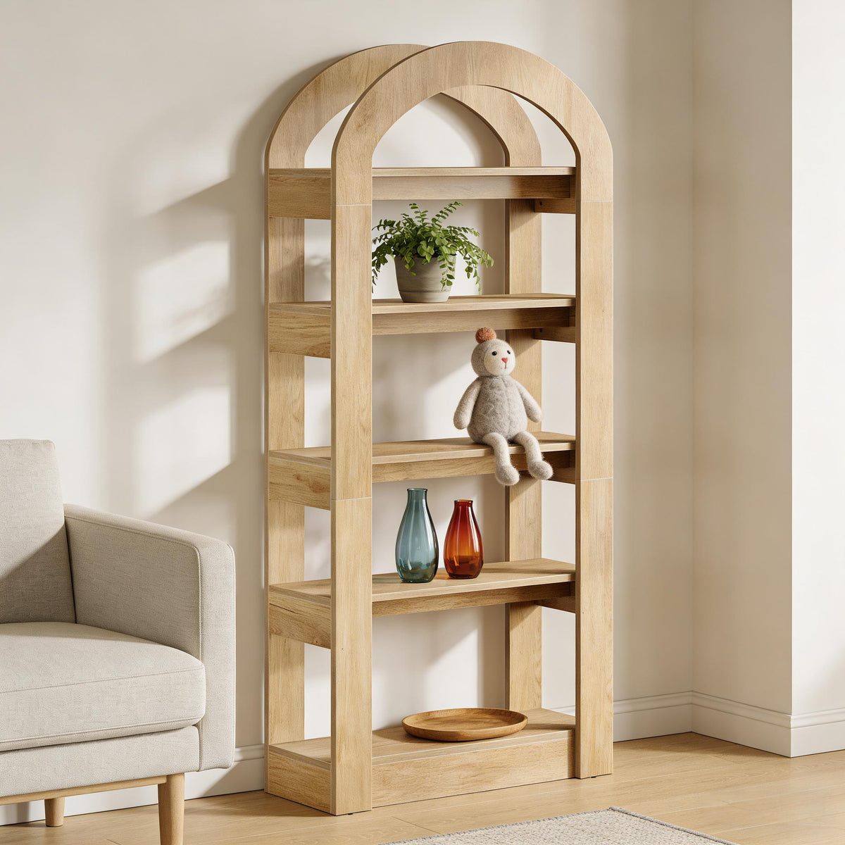 Arched Display Shelf - 5-Tier Bookshelf