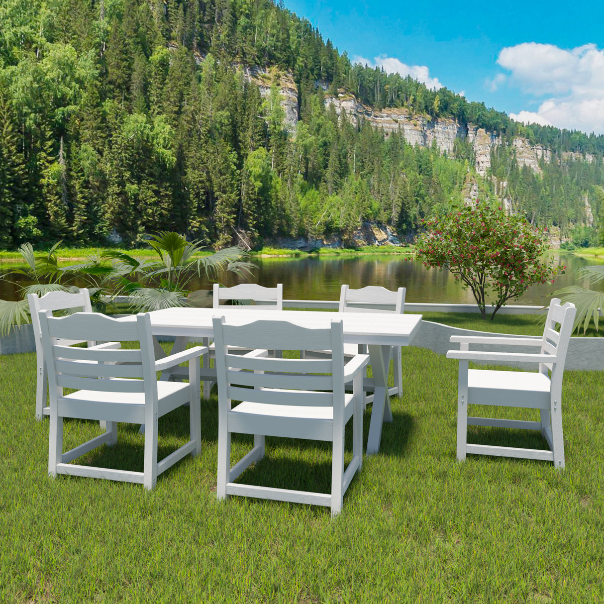 Patio Dining Chair with Armset Set of 2, Pure