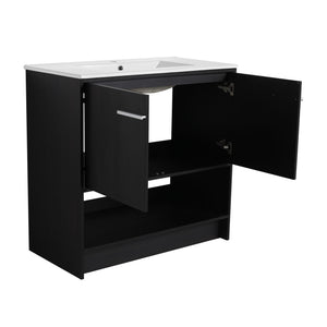 Modern Bathroom Vanity With Ceramic Sink, Freestanding Cabinet, Soft Closing Doors