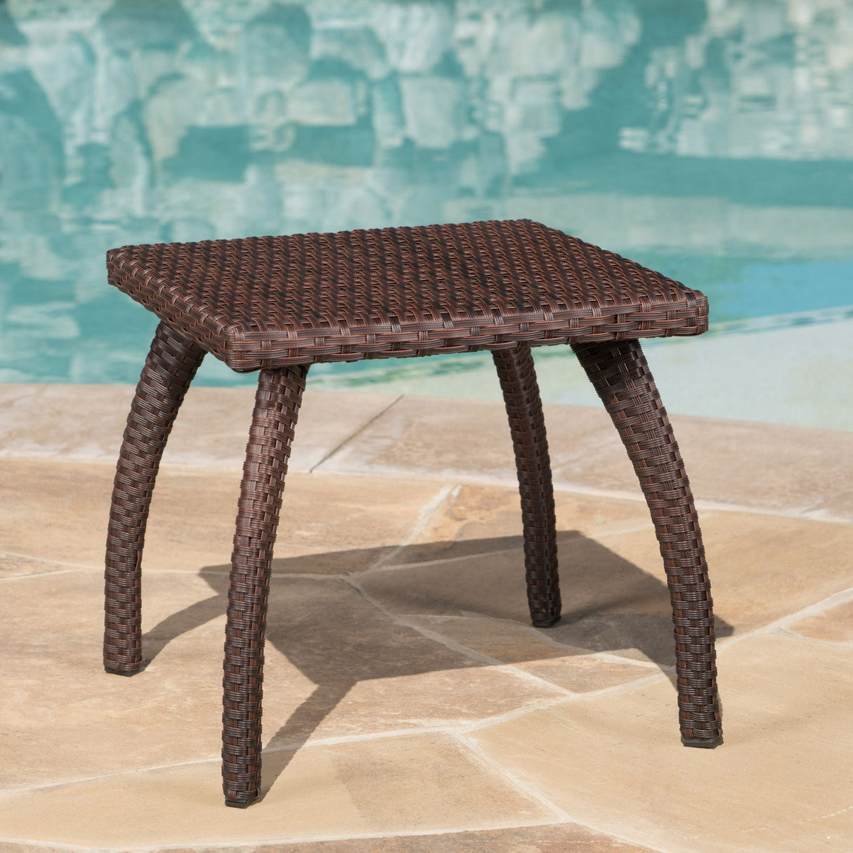 Luminant - Outdoor Side Table With Iron Frame - Brown - Best Buy Furniture